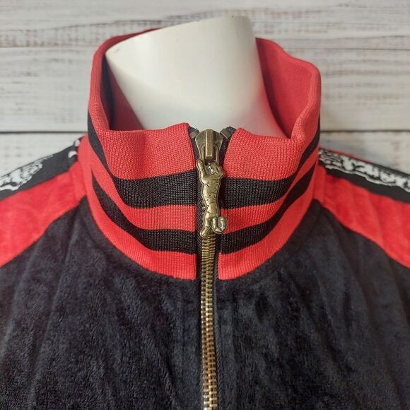 Le Tigre Mens L Black & Red Velour Embroidered Jacket - Picture 3 of 14